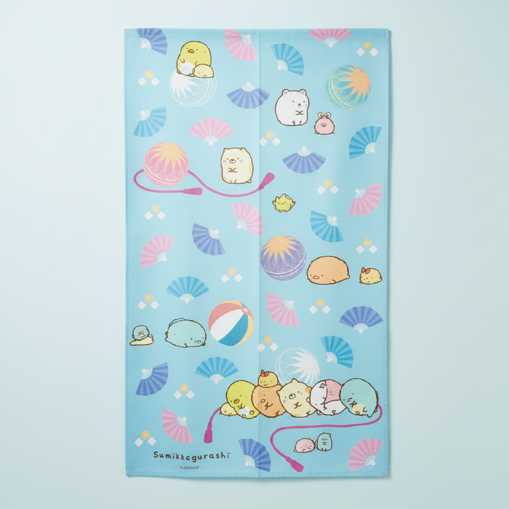 Sumikko Gurashi Blue Cafe Curtain studio shot