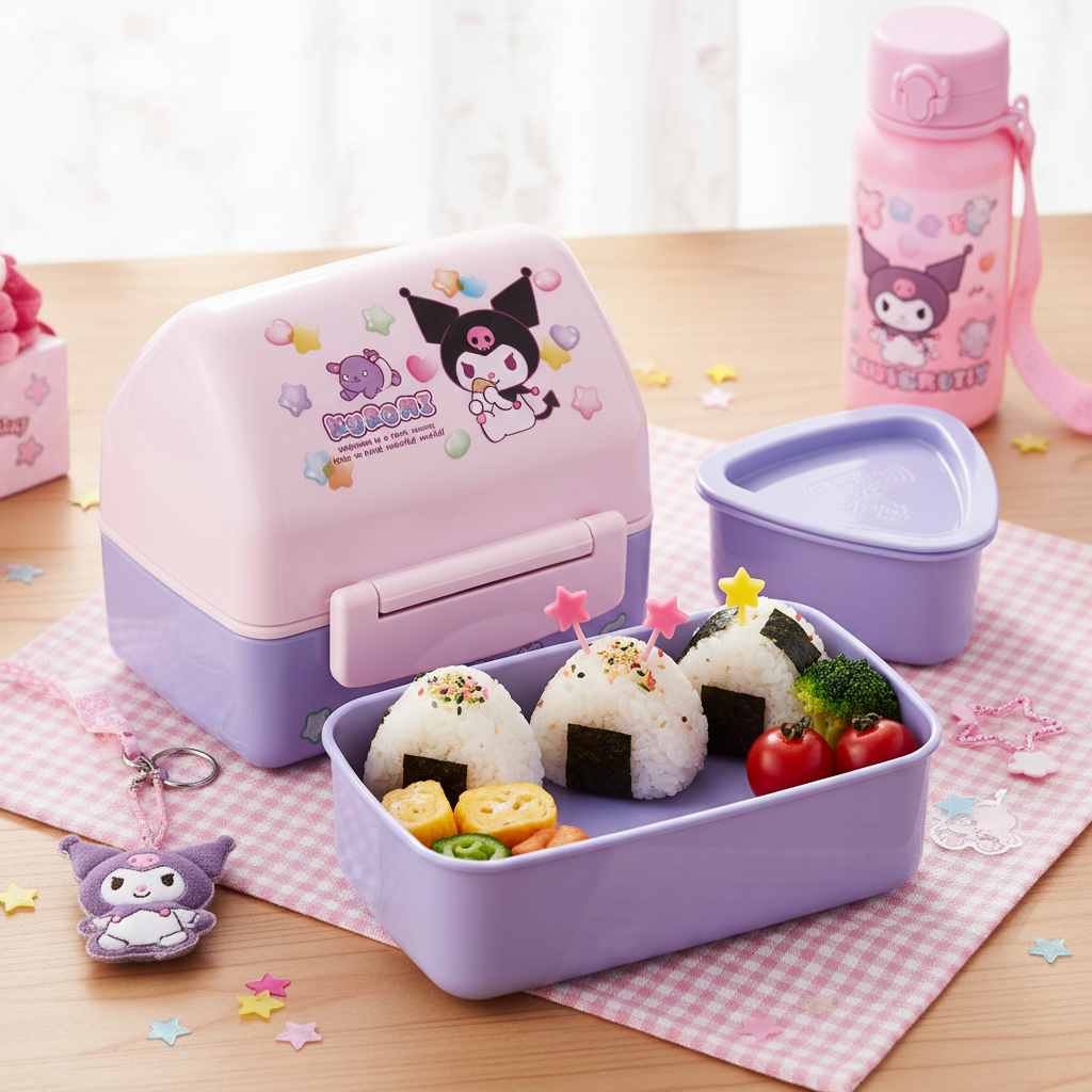 Kuromi Lunch Box - Lifestyle with Full-Length Tray