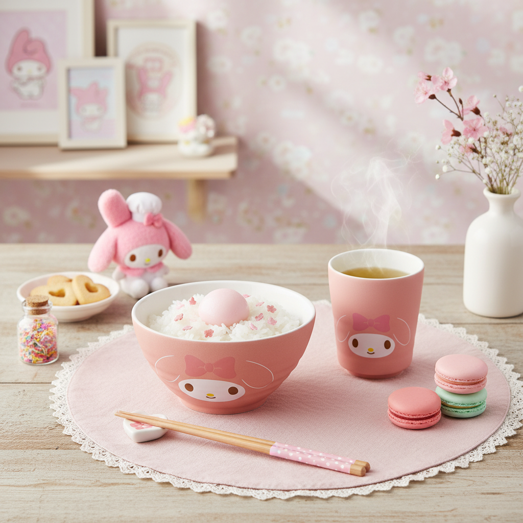 My Melody Rice Bowl and Teacup Set - Corrected