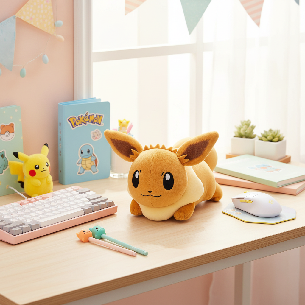 Pokemon Eevee Wrist Cushion - Desk Setup