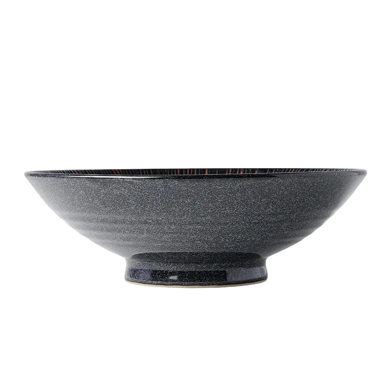 Japanese Ceramic Ramen Bowl 24.5cm — Brown Black Glaze