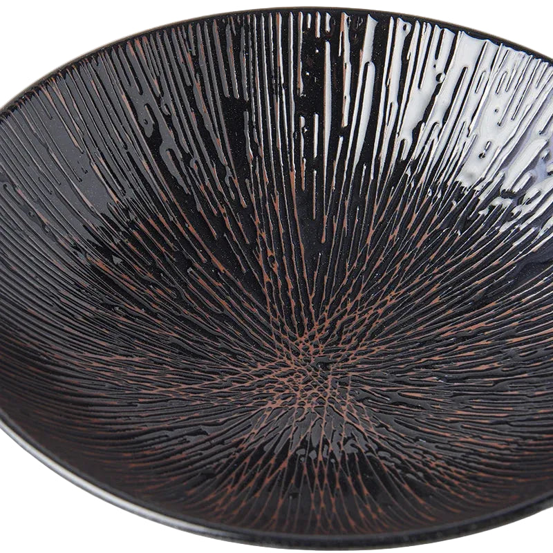 Japanese Ceramic Ramen Bowl 24.5cm — Brown Black Glaze