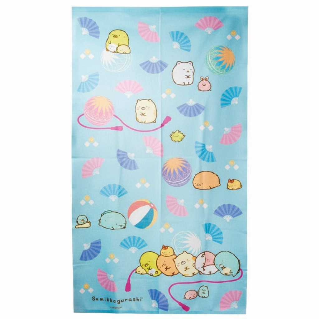 Sumikko Gurashi Blue Cafe Curtain - Vibrant Colors