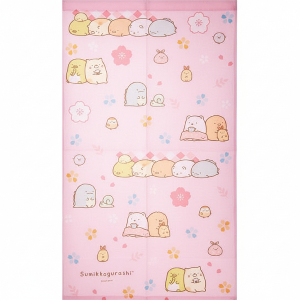 Sumikko Gurashi Pink Cafe Curtain - Even Pink Tone